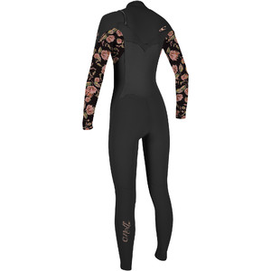 2021 O'Neill Womens Epic 4/3mm Chest Zip GBS Wetsuit 5356 - Black / Flo